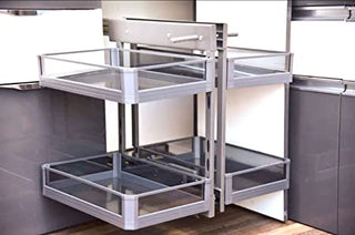 Avocetmobily Metal Glass Universal Magic Corner for Kitchen Storage With Hinges
