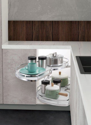 Avocetmobily Stainless Steel Carousel Swing Corner Soft Close Left Side Swing Tray