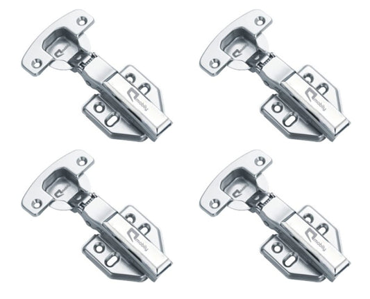 Avocetmobily European Style Stainless Steel 304 100% Water Proof Clip-on Soft Close Concealed Cabinet Hinges (Pack of 2 Sets), 0 Crank- Full Overlay (Clip On Hinge 2 Combo 0 Crank)