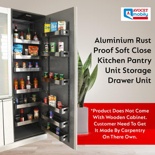 Avocetmobily Aluminium Rust Proof Soft Close Kitchen Pantry Unit Storage Drawer Unit - Cabinet Width Required 450mm 12 Baskets (Without Box)
