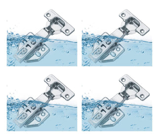 Avocetmobily European Style Stainless Steel 304 100% Water Proof Clip-on Soft Close Concealed Cabinet Hinges (Pack of 2 Sets), 0 Crank- Full Overlay (Clip On Hinge 2 Combo 0 Crank)