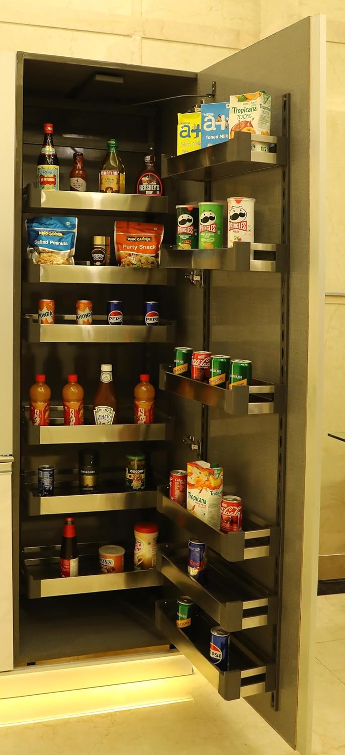 Avocetmobily Aluminium Rust Proof Soft Close Kitchen Pantry Unit Storage Drawer Unit - Cabinet Width Required 600mm 12 Baskets (Without Box)