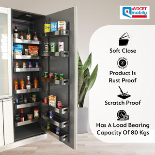 Avocetmobily Aluminium Rust Proof Soft Close Kitchen Pantry Unit Storage Drawer Unit - Cabinet Width Required 450mm 12 Baskets (Without Box)