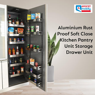 Avocetmobily Aluminium Rust Proof Soft Close Kitchen Pantry Unit Storage Drawer Unit - Cabinet Width Required 450mm 12 Baskets (Without Box)