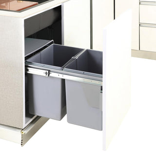 Avocetmobily sliding Pull-Out Waste Bin 40 liters .Pull Out Storage Kitchen Cabinet dust bin (Cabinet width 15"), Double Waste Bin for Kitchen Cabinet, Grey