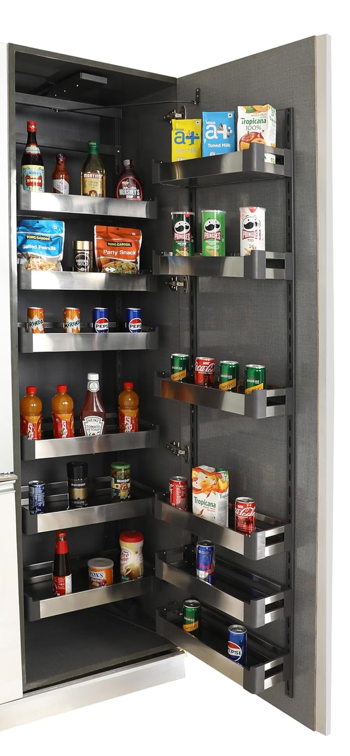 Avocetmobily Aluminium Rust Proof Soft Close Kitchen Pantry Unit Storage Drawer Unit - Cabinet Width Required 600mm 12 Baskets (Without Box)