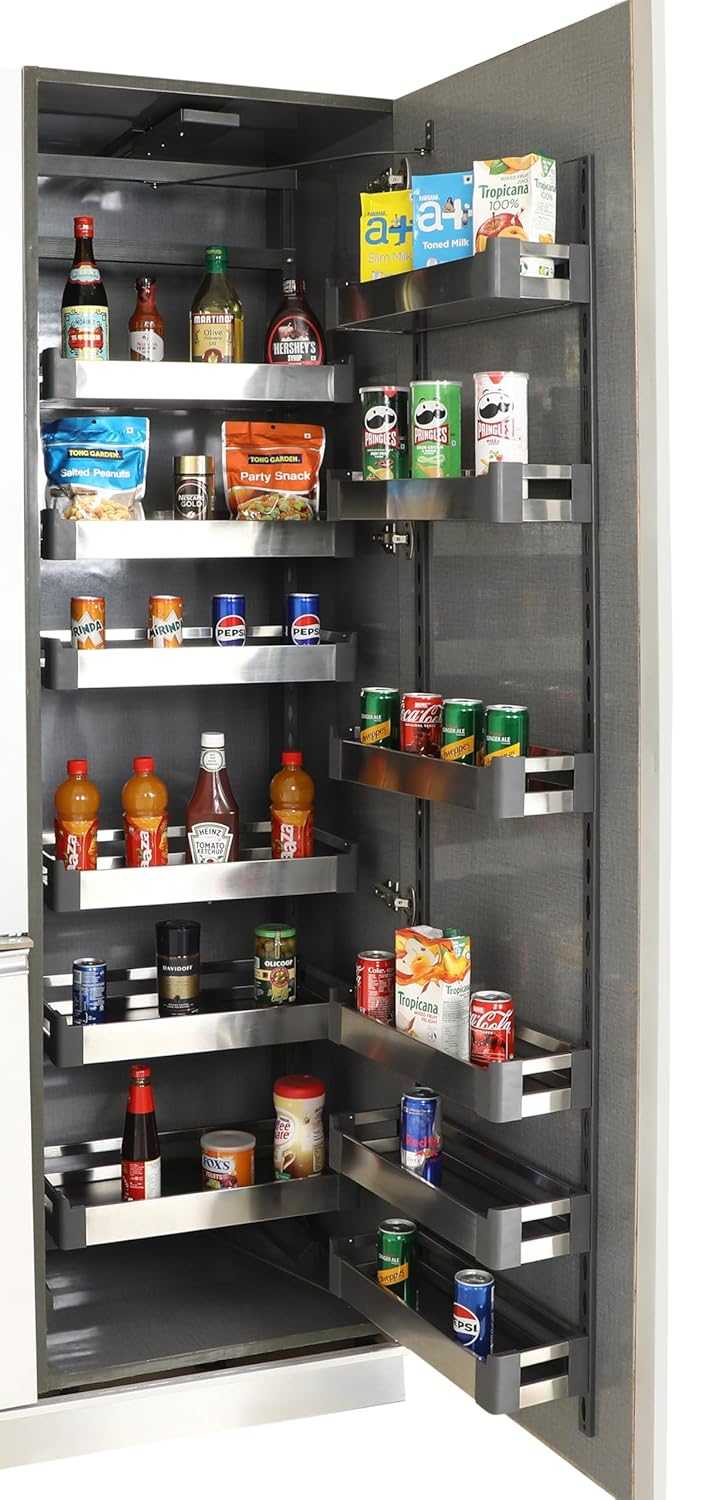 Avocetmobily Aluminium Rust Proof Soft Close Kitchen Pantry Unit Storage Drawer Unit - Cabinet Width Required 450mm 12 Baskets (Without Box)