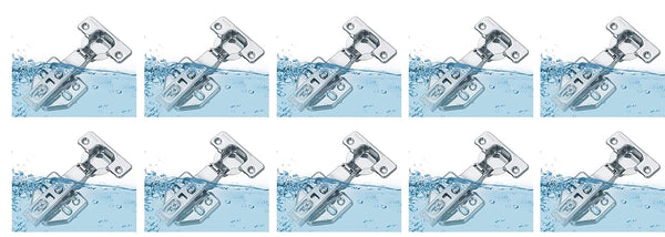 Avocetmobily European Style Stainless Steel 304 100% Water Proof Clip-on Soft Close Concealed Cabinet Hinges (Pack of 5 Sets), 0 Crank- Full Overlay (Clip On Hinge 10PC Combo 0 Crank)