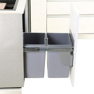 Avocetmobily sliding Pull-Out Waste Bin 40 liters .Pull Out Storage Kitchen Cabinet dust bin (Cabinet width 15"), Double Waste Bin for Kitchen Cabinet, Grey