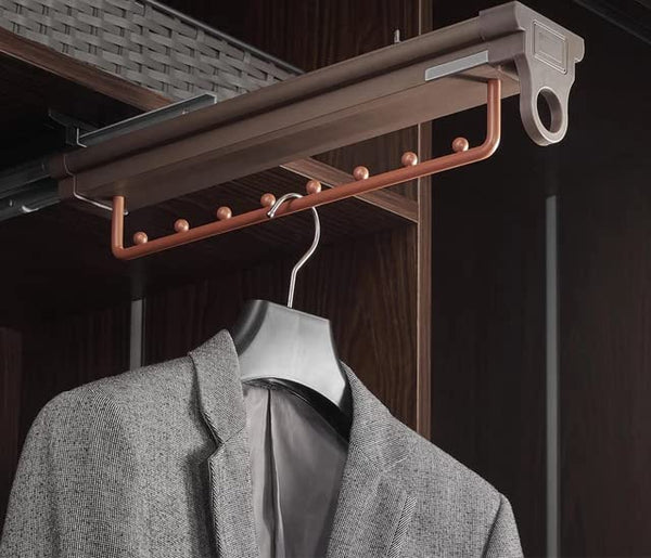 Avocetmobily Soft Close Pull-Out Trouser/Saree Rack for Wardrobe Top-Mounted Hanging Trousers Rack (Single Line Top Hanging Pull Out)