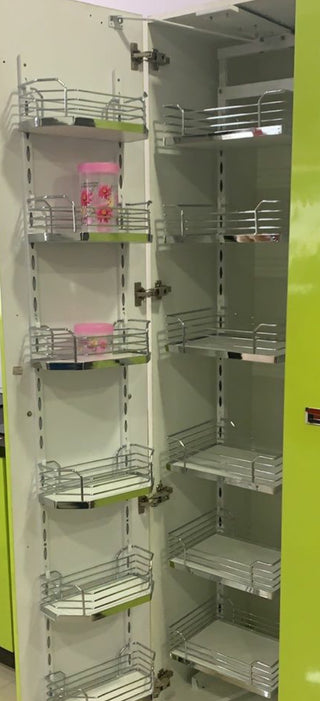 Avocetmobily Wooden Base & Alloy Steel Pantry Unit Storage System with Hinges