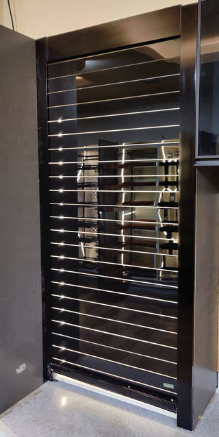 Avocetmobily Kitchen cabinet Rolling shutter glass black (600 x 1320 mm)