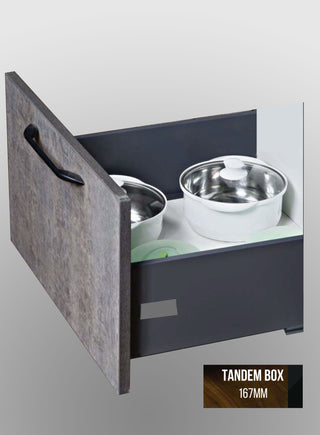 Avocetmobily Tandem Slim Drawer Box System Without Gallery with Load Capacity Upto 45 Kg (Grey) (Slim Box 6")