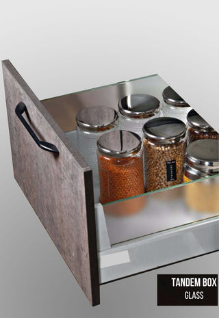 Avocetmobily Tandem Glass Drawer Box System Without Gallery with Load Capacity Upto 45 Kg (Grey) (8")