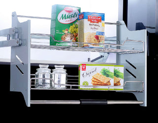 Avocetmobily Stainless Steel Modular Elevator Pull Down Shelf Unit Kitchen Storage Rack Lift Basket