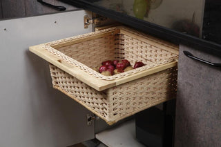 Avocetmobily Beech Wood Pull Out Kitchen Wicker Basket with Channel and Rail