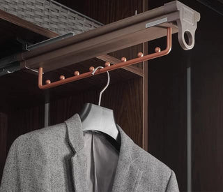 Avocetmobily Soft Close Pull-Out Trouser/Saree Rack for Wardrobe Top-Mounted Hanging Trousers Rack (Single Line Top Hanging Pull Out)
